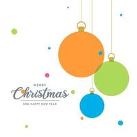 Flat merry christmas decorative Ball elements hanging background vector