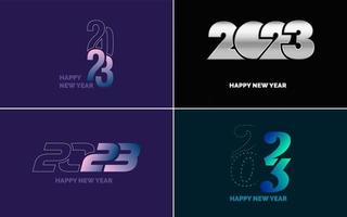 Set of logo design 2023 Happy New Year. 2023 number design template. Christmas decor 2023 Happy New Year symbols. Modern Xmas design for banner. social network. cover and calendar vector