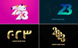 gran conjunto de diseño de texto del logo de feliz año nuevo 2023. Plantilla de diseño de número 2023. colección de símbolos de feliz año nuevo 2023 vector