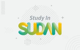 Study in Sudan. Creative Typography with 3d Blend effect vector