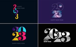 gran conjunto de diseño de texto del logo de feliz año nuevo 2023. Plantilla de diseño de número 2023. colección de símbolos de feliz año nuevo 2023 vector