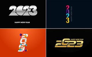 Happy New Year 2023 text design Pack. for Brochure design template. card. banner vector