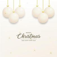 Festive Christmas decoration White and gold christmas balls for website. social networks. blog or your video channel vector