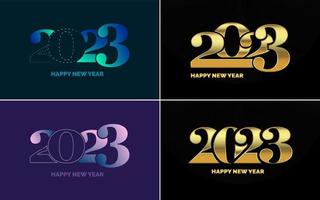 Happy New Year 2023 text design Pack. for Brochure design template. card. banner vector