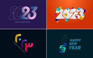 Happy New Year 2023 text design Pack. for Brochure design template. card. banner vector