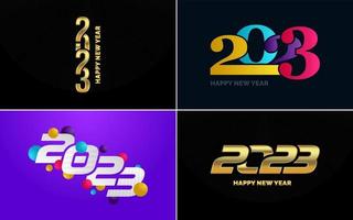 Set of logo design 2023 Happy New Year. 2023 number design template. Christmas decor 2023 Happy New Year symbols. Modern Xmas design for banner. social network. cover and calendar vector