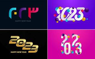 Big set 2023 Happy New Year black logo text design. 20 23 number design template. Collection of symbols of 2023 Happy New Year vector