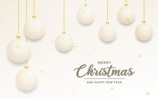 Festive Christmas decoration White and gold christmas balls for website. social networks. blog or your video channel vector