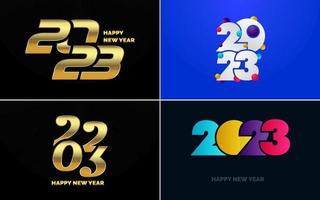 Happy New Year 2023 text design. Cover of business diary for 2023 with wishes. Brochure design template. card. banner vector