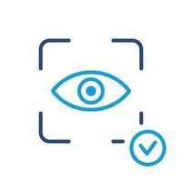 icono de línea de identificación de escaneo ocular. tecnología de escaneo de visión para pictograma de acceso de seguridad. reconocimiento de iris para señal de identificación biométrica. escáner de retina trazo editable. ilustración vectorial aislada. vector