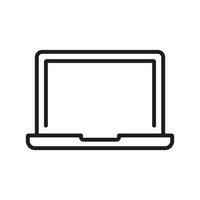 Laptop Line Icon. Electronic Portable Computer Linear Pictogram. Open Notebook with Digital Monitor Outline Symbol. Online Technology Equipment. Editable Stroke. Isolated Vector Illustration.