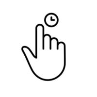 el gesto del ratón de la computadora. icono de línea negra del dedo puntero. pictograma lineal de la mano del cursor. haga clic en presione toque dos veces toque el símbolo de contorno del punto de deslizamiento. trazo editable. ilustración vectorial aislada. vector
