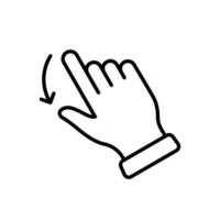 Hand Finger Swipe and Drag Down Line Icon. Pinch Screen, Rotate on Screen Linear Pictogram. Gesture Slide Down Outline Icon. Editable Stroke. Isolated Vector Illustration.