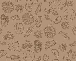 Christmas spices, star anise and apple vector