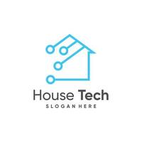 House tech logo design for business and technology Premium Vector