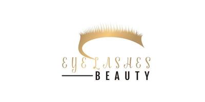 logotipo de pestañas de belleza con gradiente de oro para el vector premium de negocios de belleza