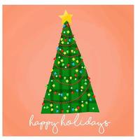 Merry christmas design with cute christmas tree and decorative branches around over background vector