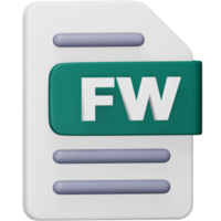 Fw file format 3d rendering isometric icon. png