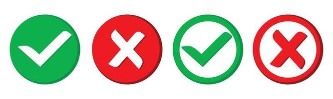 Check mark and X mark icon vector