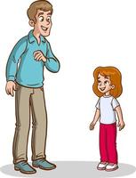 children and man standing talking.father and children talking vector