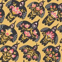 Traditional folk pattern birds for print design. vector