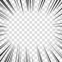 efecto cómico manga. líneas radiales de movimiento para cómic. ilustración vectorial del marco de velocidad manga vector