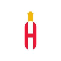 Abstract wine glass illustration in H letter mark logo design vector