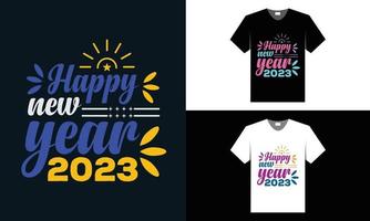 best typography t shirt design for happy new year 2023 vector