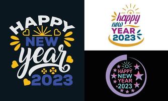 best typography t shirt design for happy new year 2023 vector