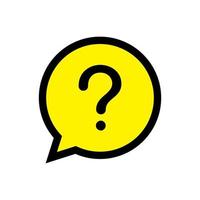 Question mark, FAQ icon vector isolated on yellow speech bubble
