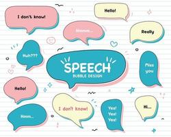 Set hand drawn speech bubbles. empty text box different shapes balloons vector