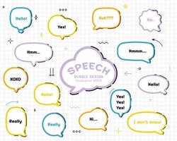 Set hand drawn speech bubbles. empty text box different shapes balloons vector