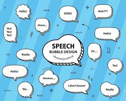 Set hand drawn speech bubbles. empty text box different shapes balloons vector