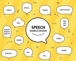 Set hand drawn speech bubbles. empty text box different shapes balloons vector