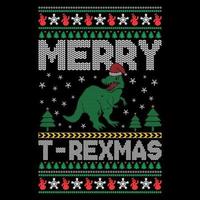 Merry T-REXMAS - Ugly Christmas sweater designs - vector Graphic