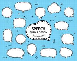 Set hand drawn speech bubbles. empty text box different shapes balloons vector