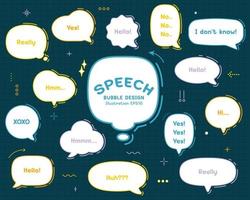 Set hand drawn speech bubbles. empty text box different shapes balloons vector