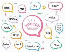 Set hand drawn speech bubbles. empty text box different shapes balloons vector