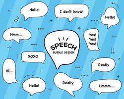 Set hand drawn speech bubbles. empty text box different shapes balloons vector