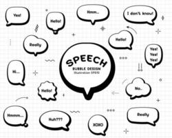 Set hand drawn speech bubbles. empty text box different shapes balloons vector