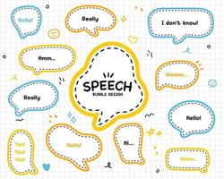 Set hand drawn speech bubbles. empty text box different shapes balloons vector