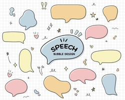 Set hand drawn speech bubbles. empty text box different shapes balloons vector