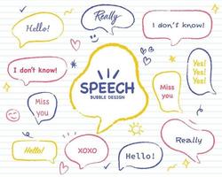 Set hand drawn speech bubbles. empty text box different shapes balloons vector