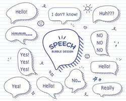 Set hand drawn speech bubbles. empty text box different shapes balloons vector