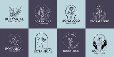 Collection of hand drawn boho logotypes vector