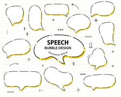 Set hand drawn speech bubbles. empty text box different shapes balloons vector