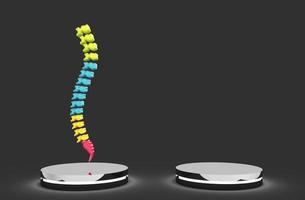 3D Realistic human spine backbone and vertebral column anatomy scoliosis conceptellness, x-ray photo