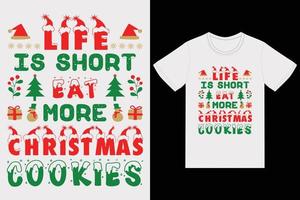 la vida es corta come más diseño de camiseta de galletas navideñas vector