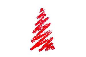 Christmas tree crayon paint isolated on white background photo