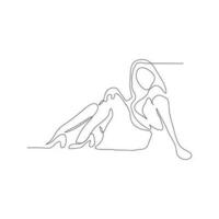 continuous line of beautiful women posing vector